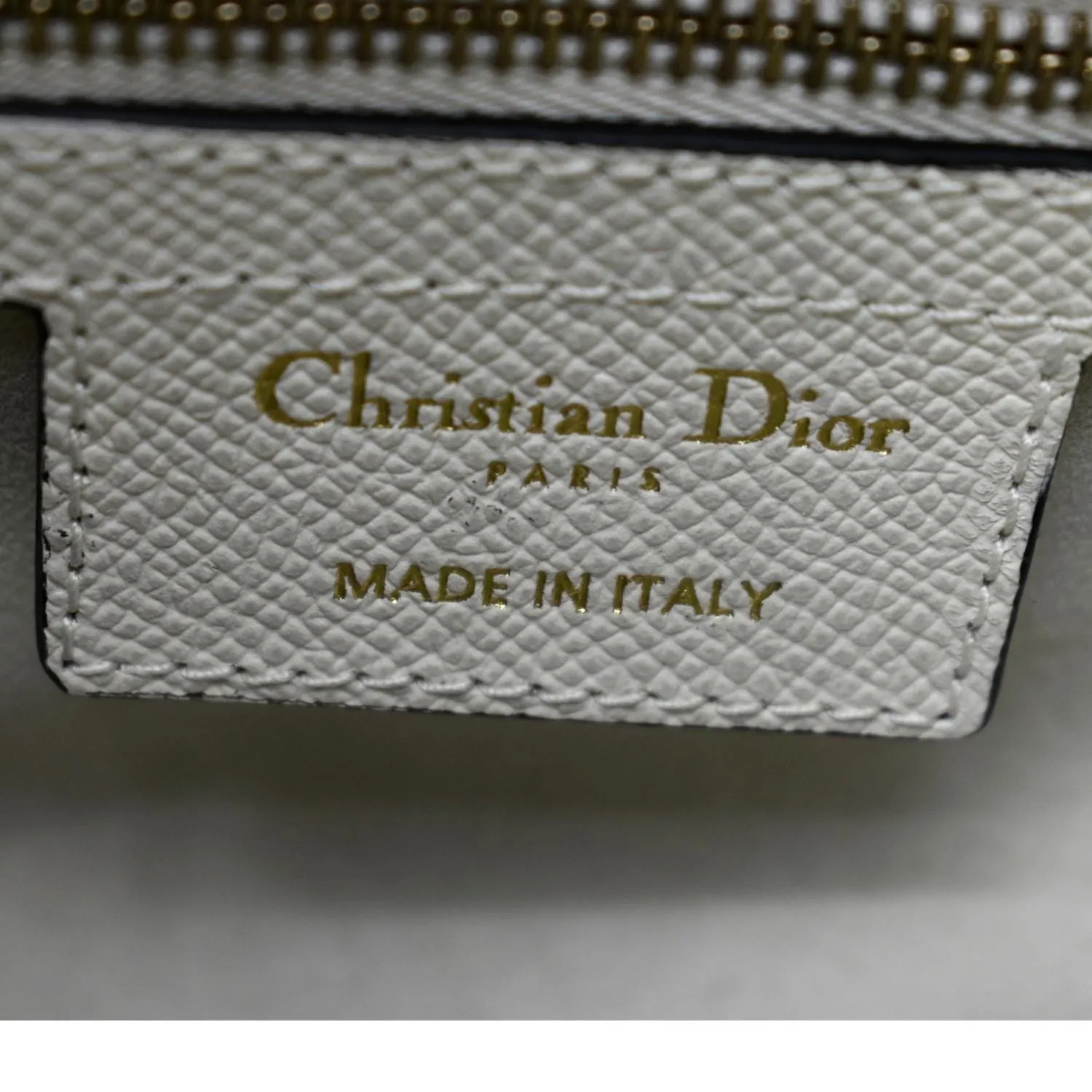 CHRISTIAN DIOR Saddle Grained Calfskin Leather Shoulder Bag Ivory