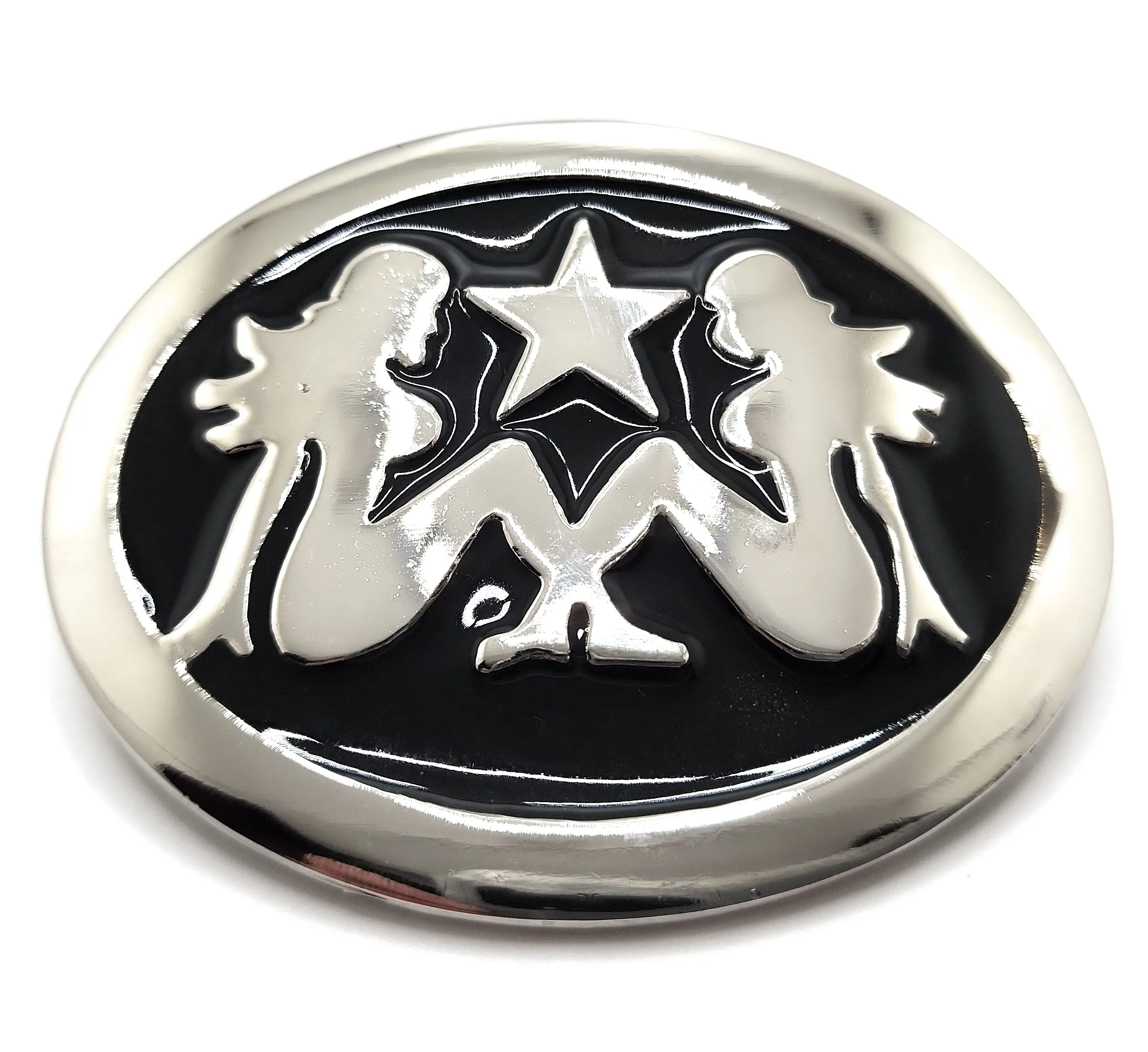Chrome Trucker Girls and Star / Mud Flap Girl / Silhouetted Girl Belt Buckle