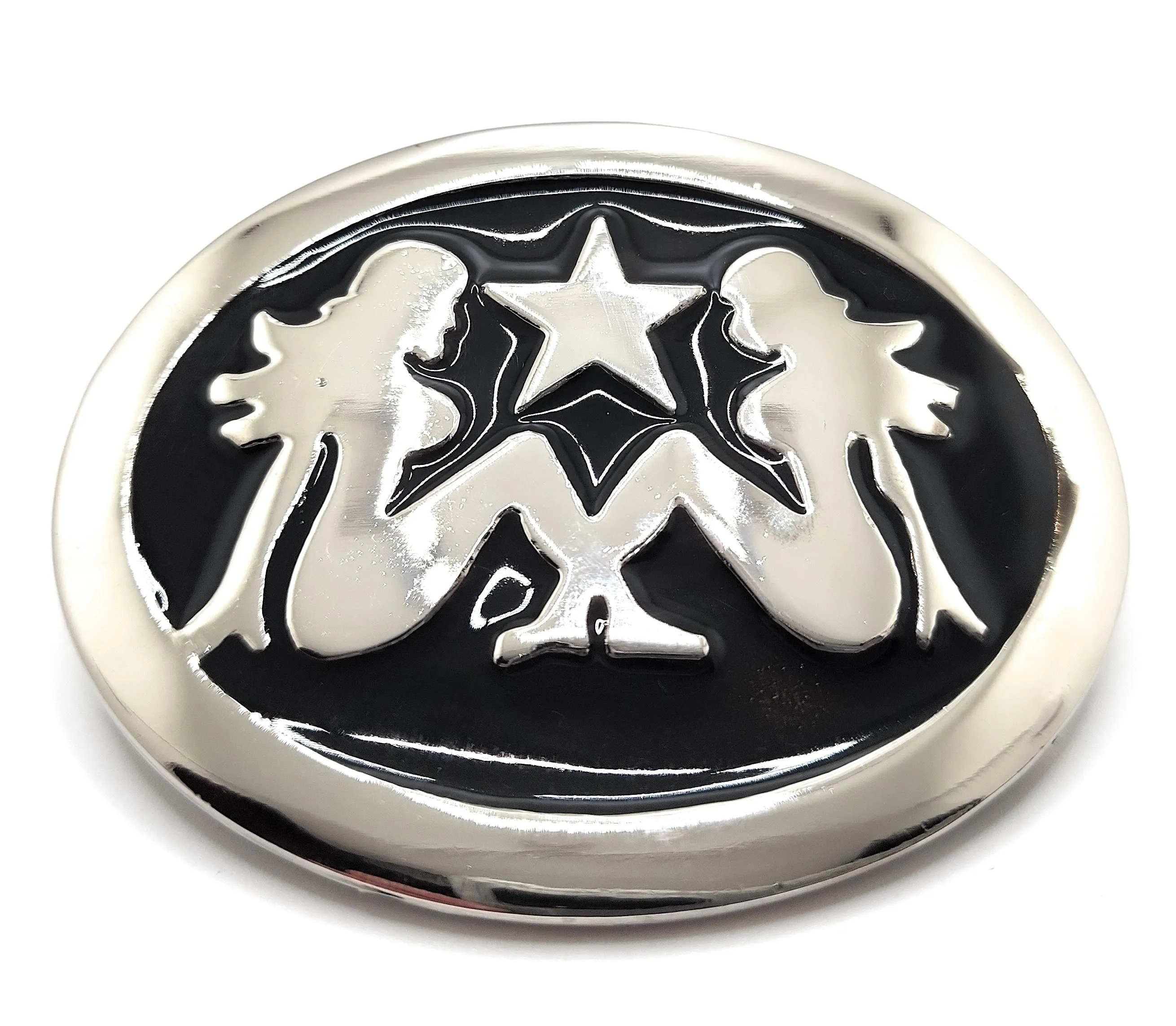Chrome Trucker Girls and Star / Mud Flap Girl / Silhouetted Girl Belt Buckle