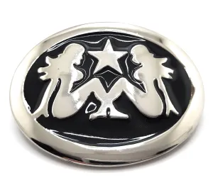 Chrome Trucker Girls and Star / Mud Flap Girl / Silhouetted Girl Belt Buckle