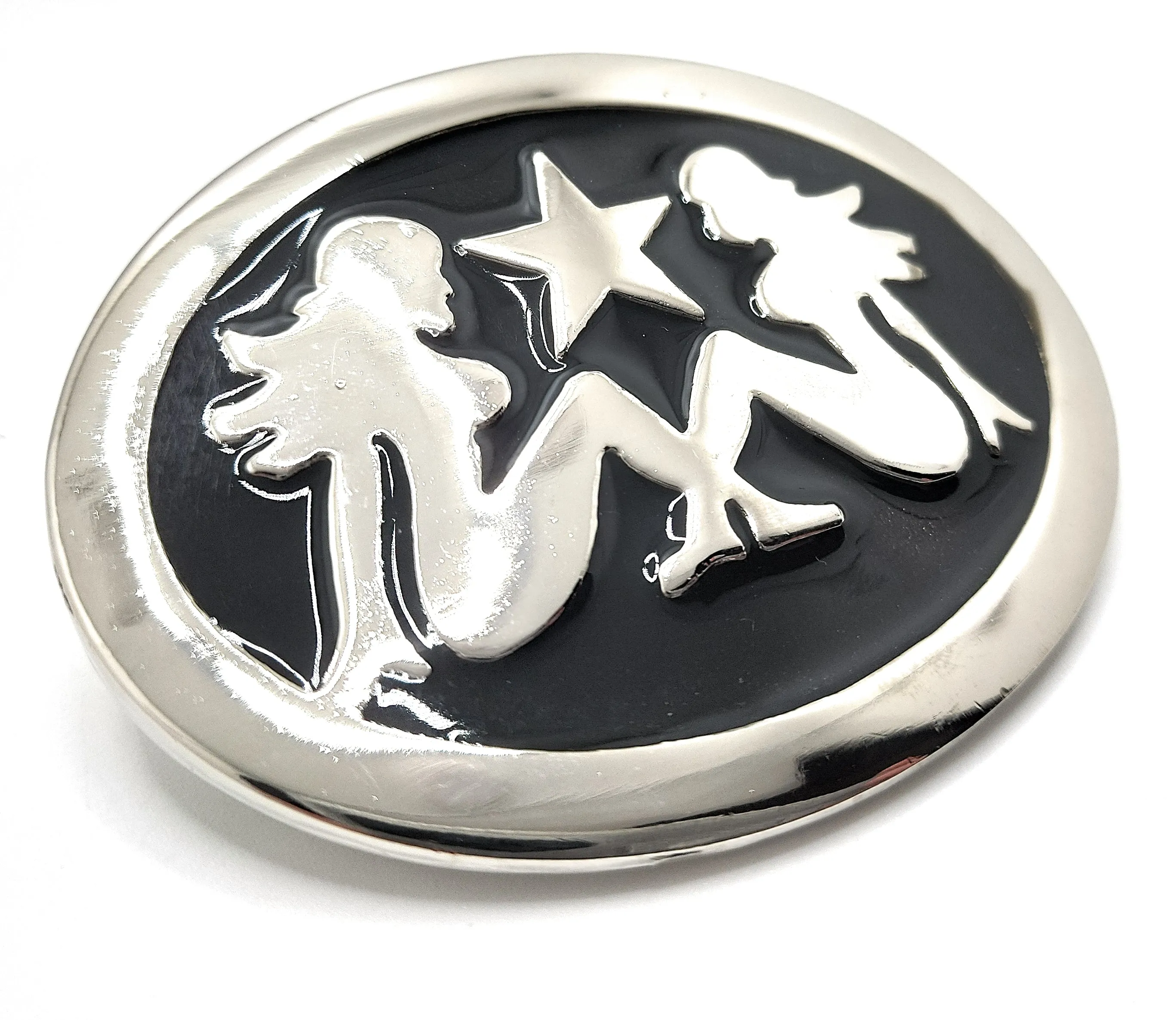 Chrome Trucker Girls and Star / Mud Flap Girl / Silhouetted Girl Belt Buckle