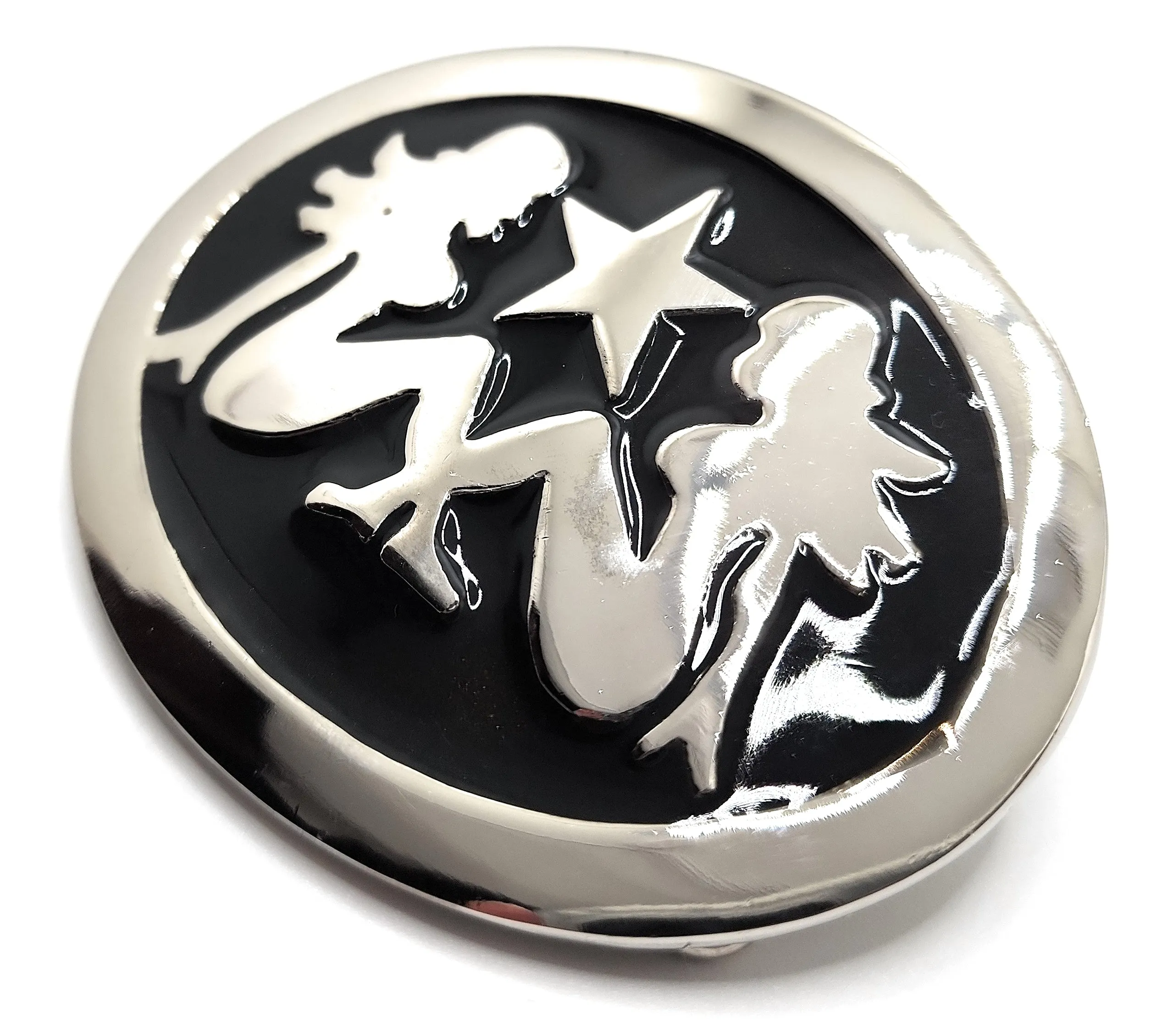 Chrome Trucker Girls and Star / Mud Flap Girl / Silhouetted Girl Belt Buckle