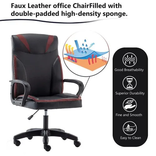 Classy PU Leather Executive Office Chair, Ergonomic Office Desk Chair with Swivel Wheels, Armrests for Home, Office