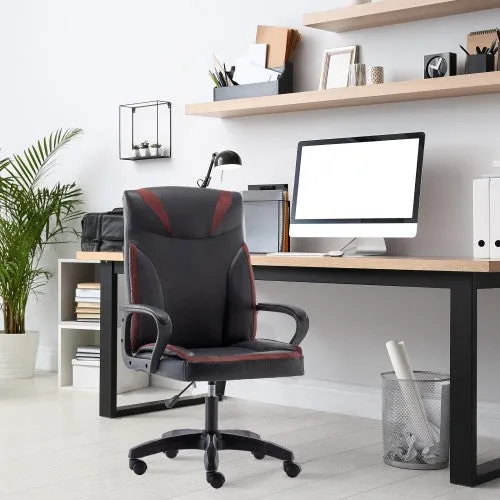 Classy PU Leather Executive Office Chair, Ergonomic Office Desk Chair with Swivel Wheels, Armrests for Home, Office