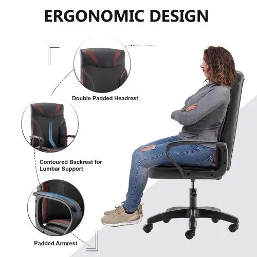 Classy PU Leather Executive Office Chair, Ergonomic Office Desk Chair with Swivel Wheels, Armrests for Home, Office