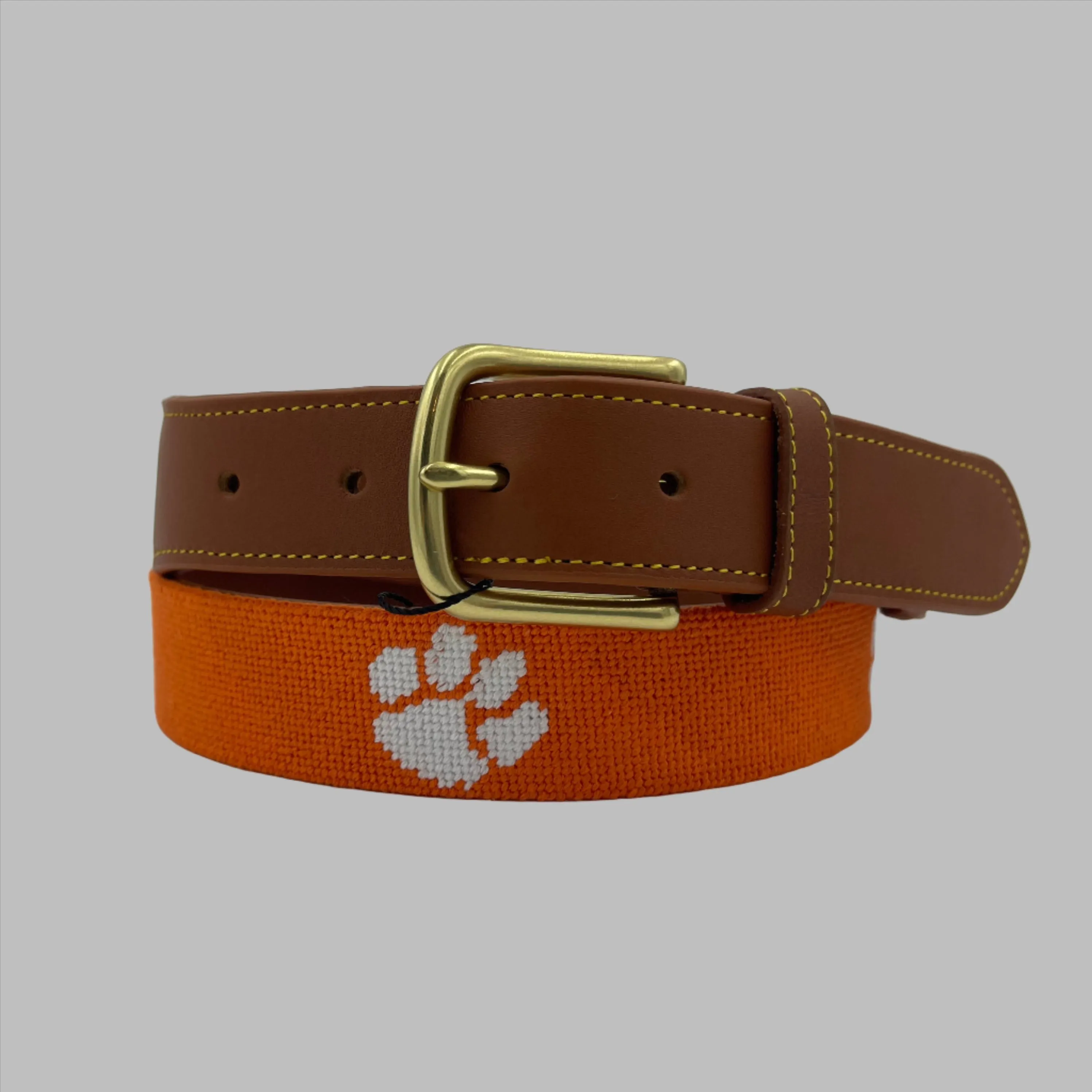 Clemson University Tigers - Officially Licensed - Hand-stitched Needlepoint Belt