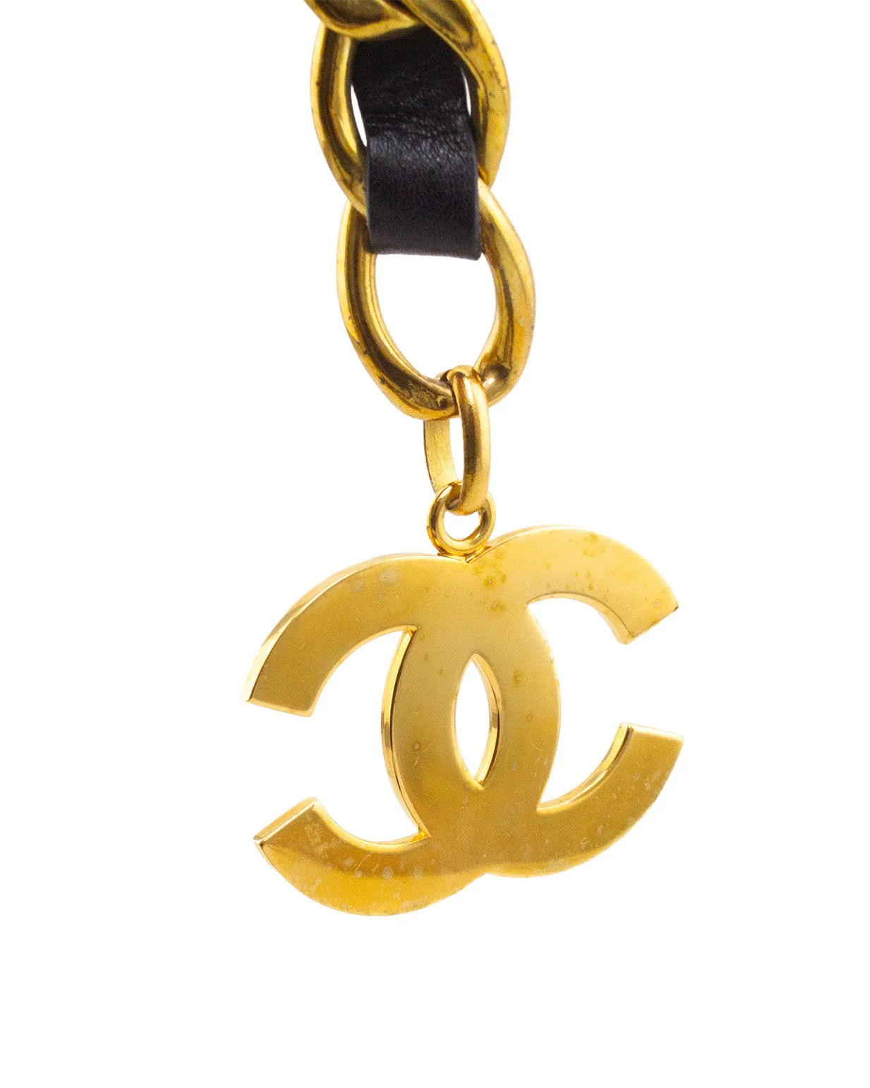 Collection 29 Leather Belt with Large CCs and Chain