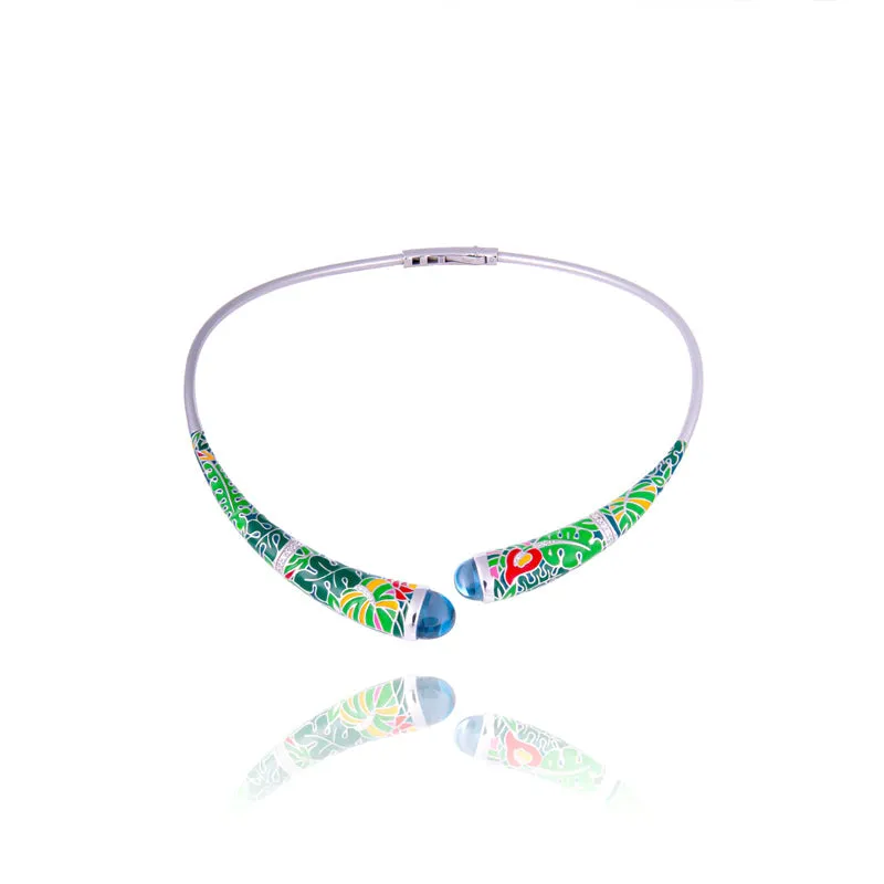 Collier Torque UNASTORIA - Jungle, Argent et Zircons (CL121204)