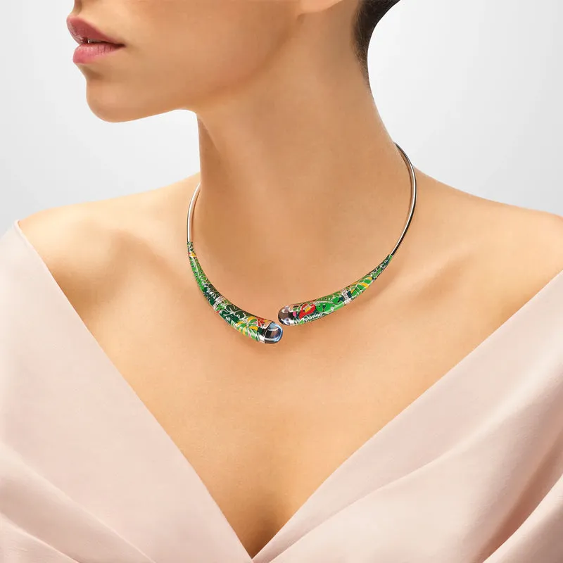 Collier Torque UNASTORIA - Jungle, Argent et Zircons (CL121204)