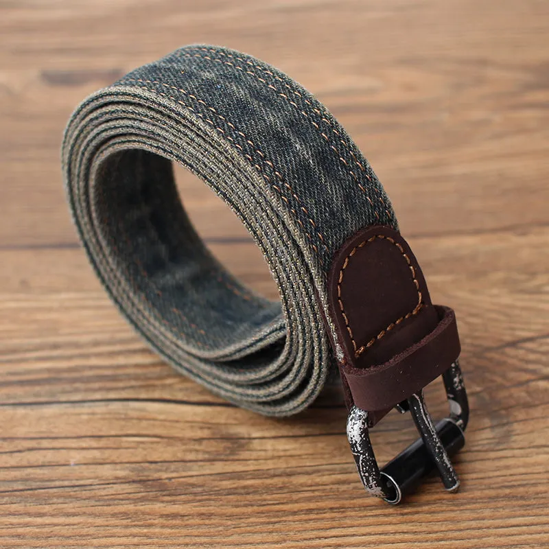 Cool Double Loops Denim Belt Denim Blue Belt Vintage Denim Belt For Men Women