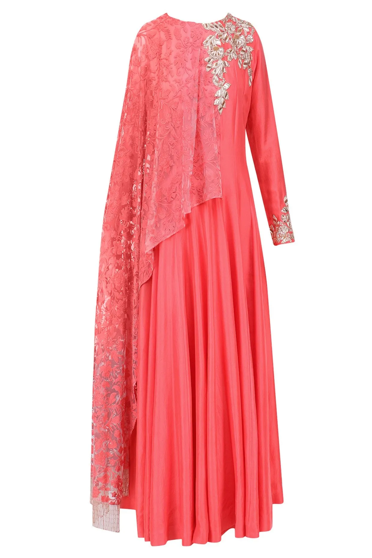 Coral Color Anarkali Kurta Set