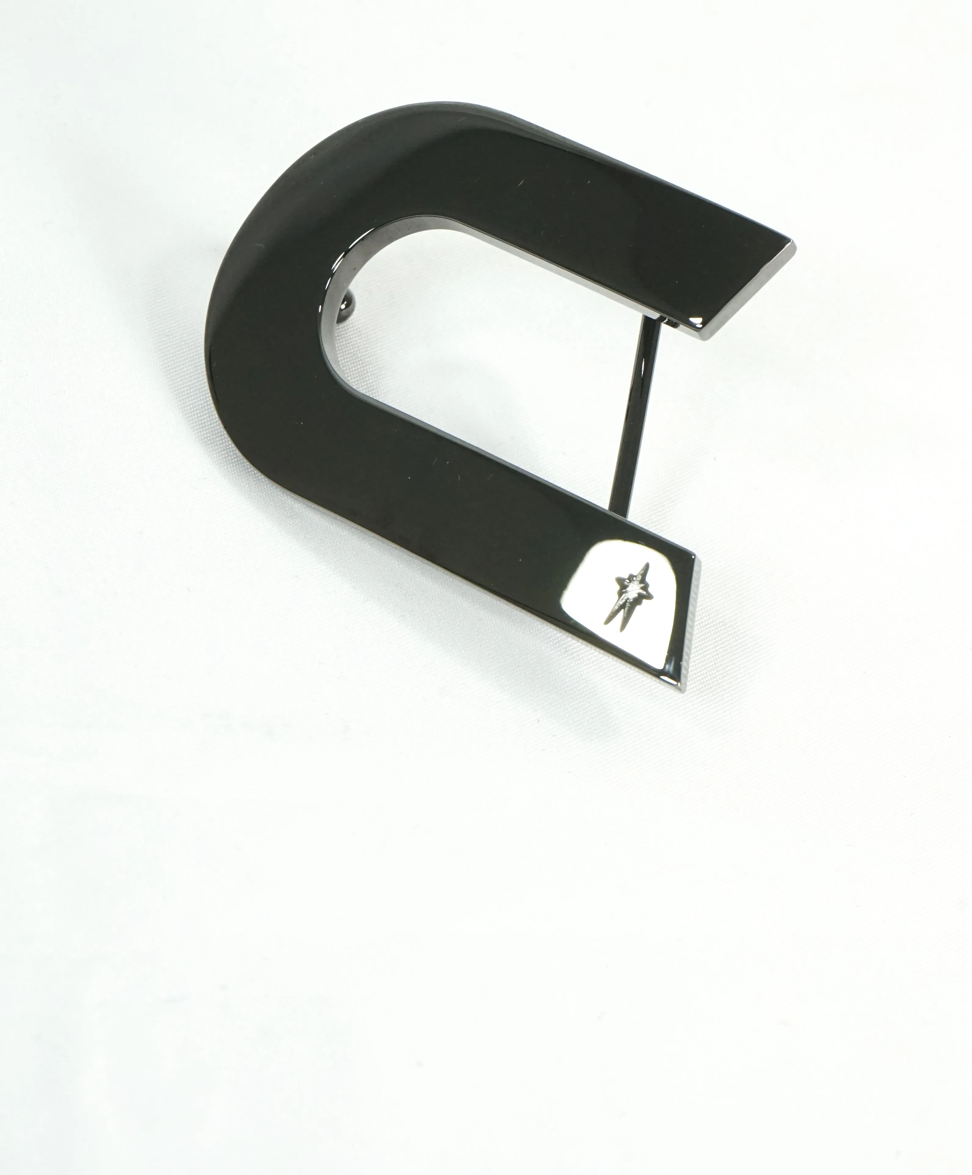 CORTHAY - "ARCA" Gunmetal Gray C Star Logo Belt Buckle -
