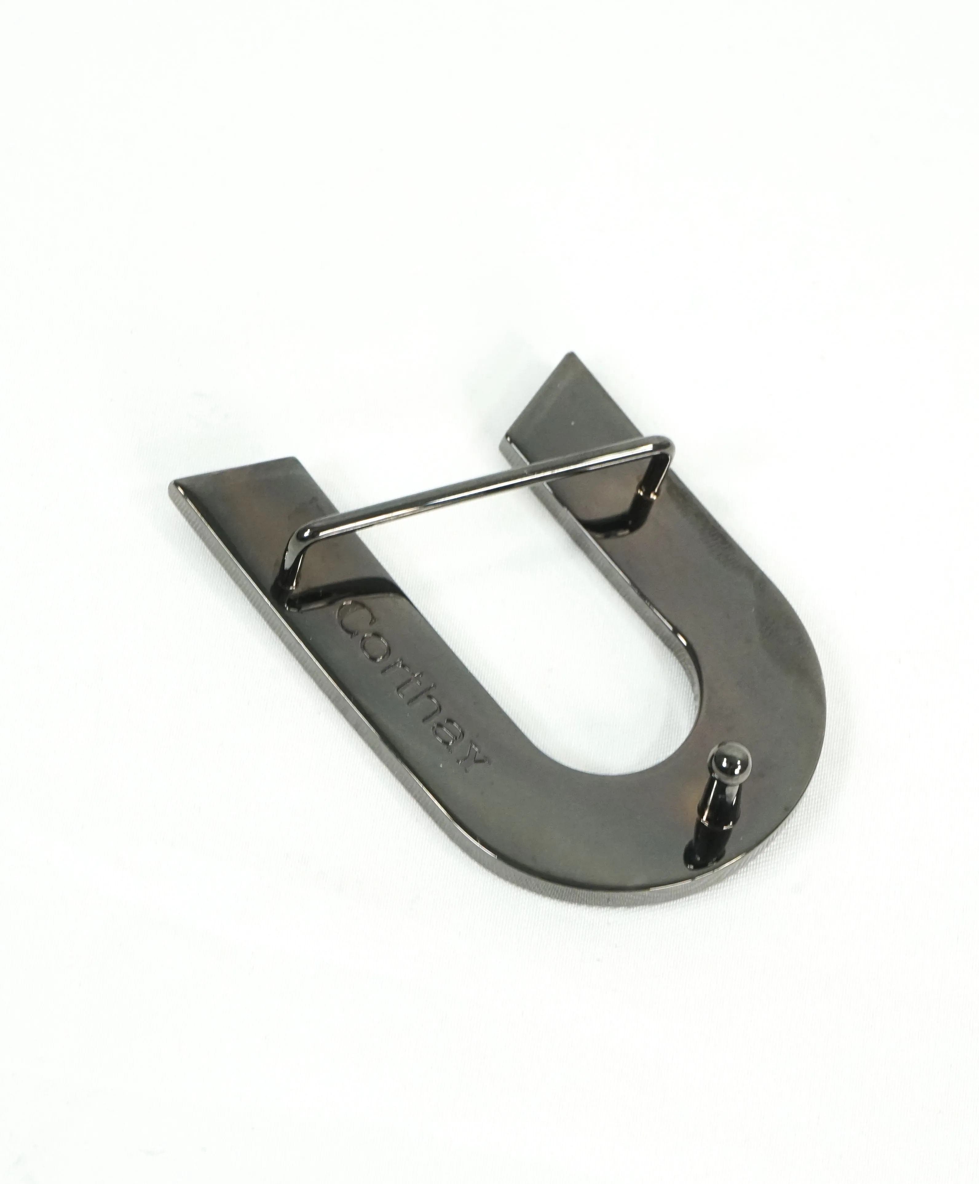 CORTHAY - "ARCA" Gunmetal Gray C Star Logo Belt Buckle -