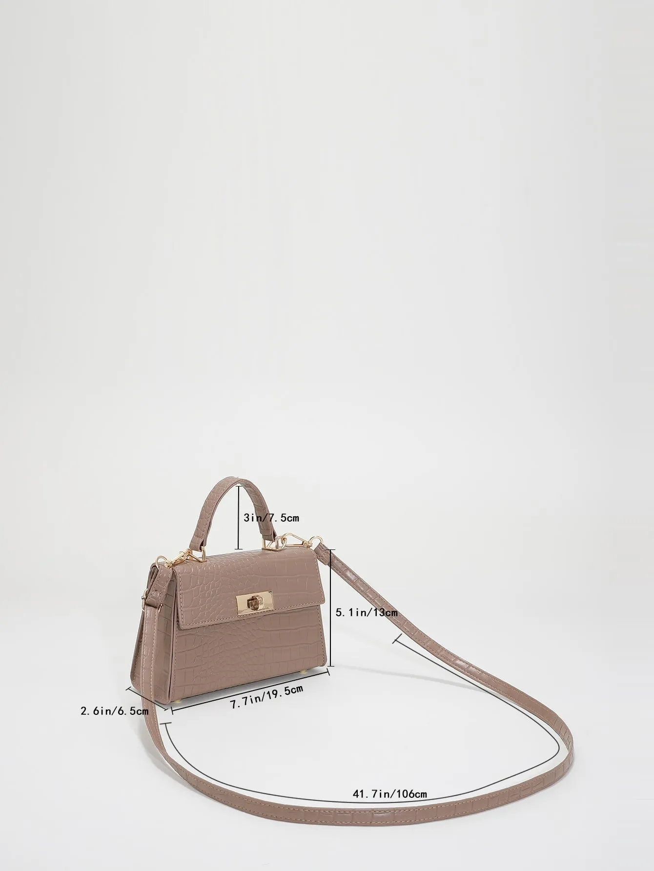 Crocodile Embossed Mini Flap Square Bag - Khaki