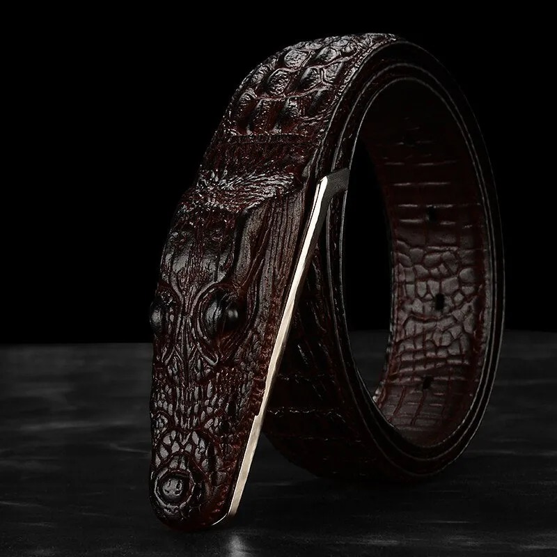 Crocodile Shaped Leather Belt
