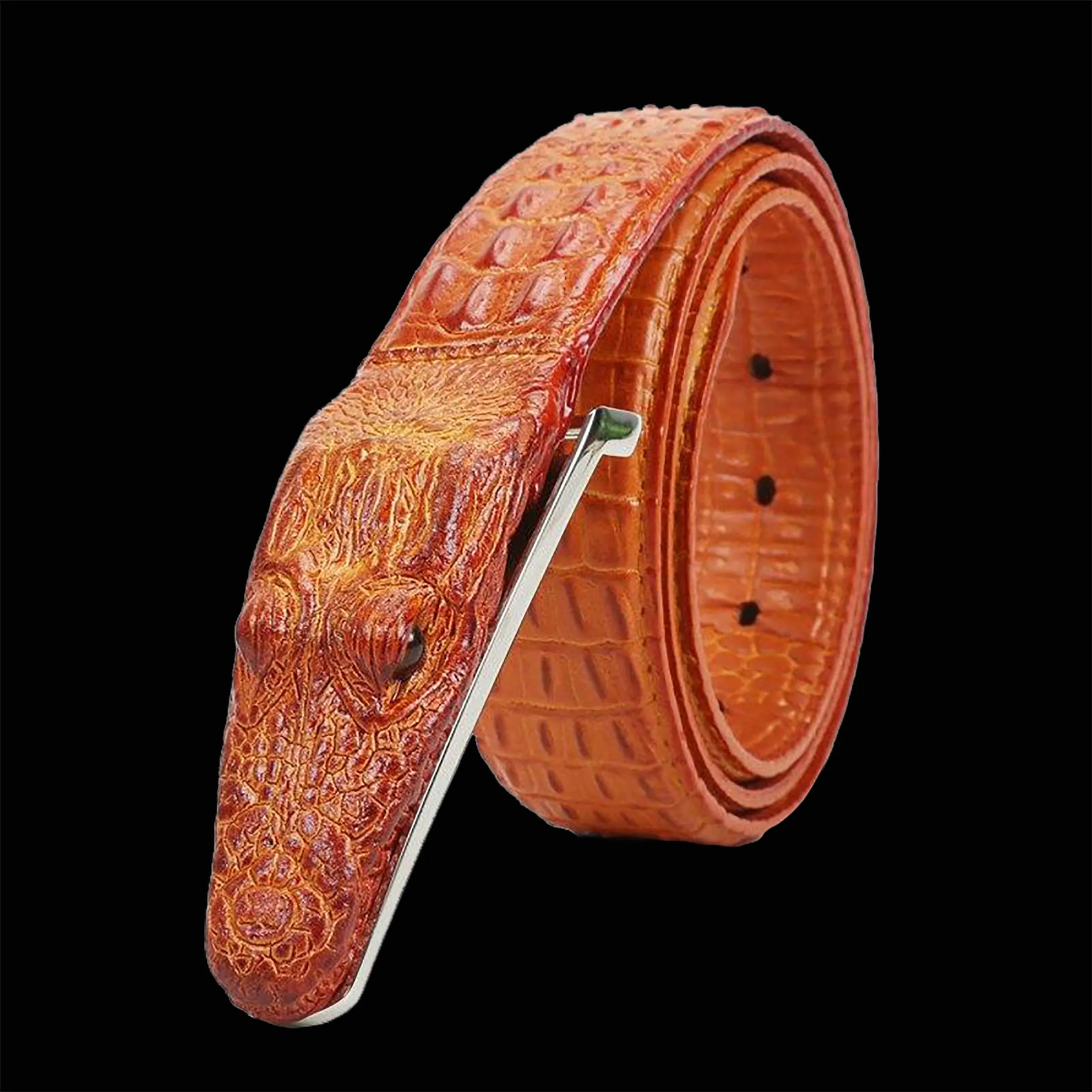 Crocodile Shaped Leather Belt
