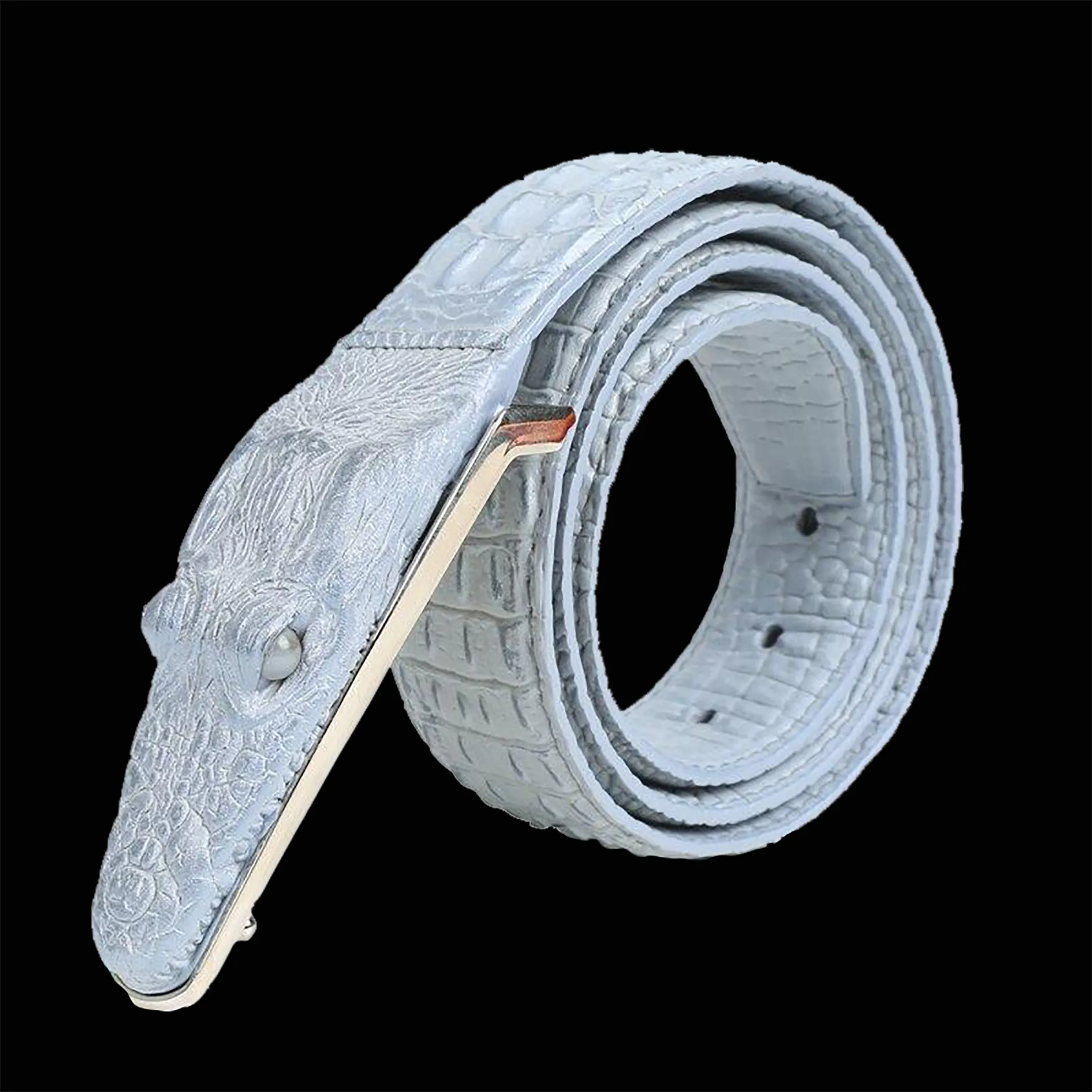 Crocodile Shaped Leather Belt