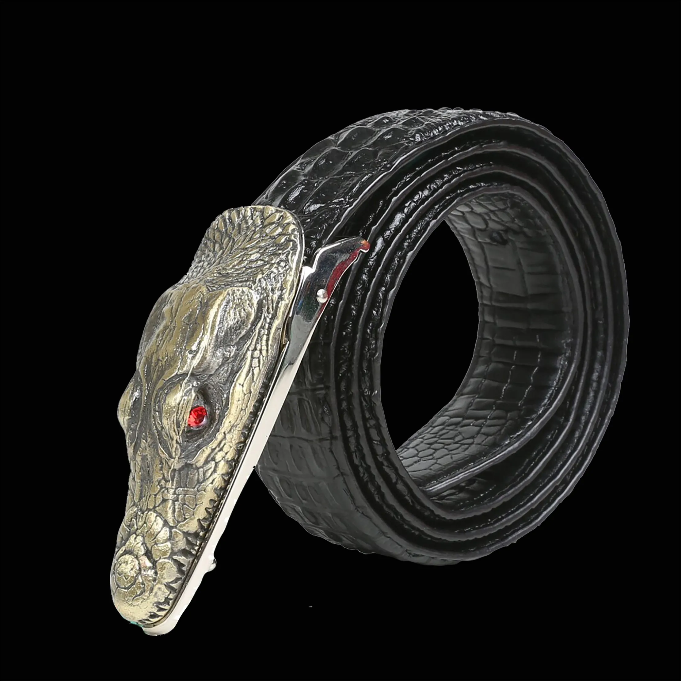 Crocodile Shaped Leather Belt