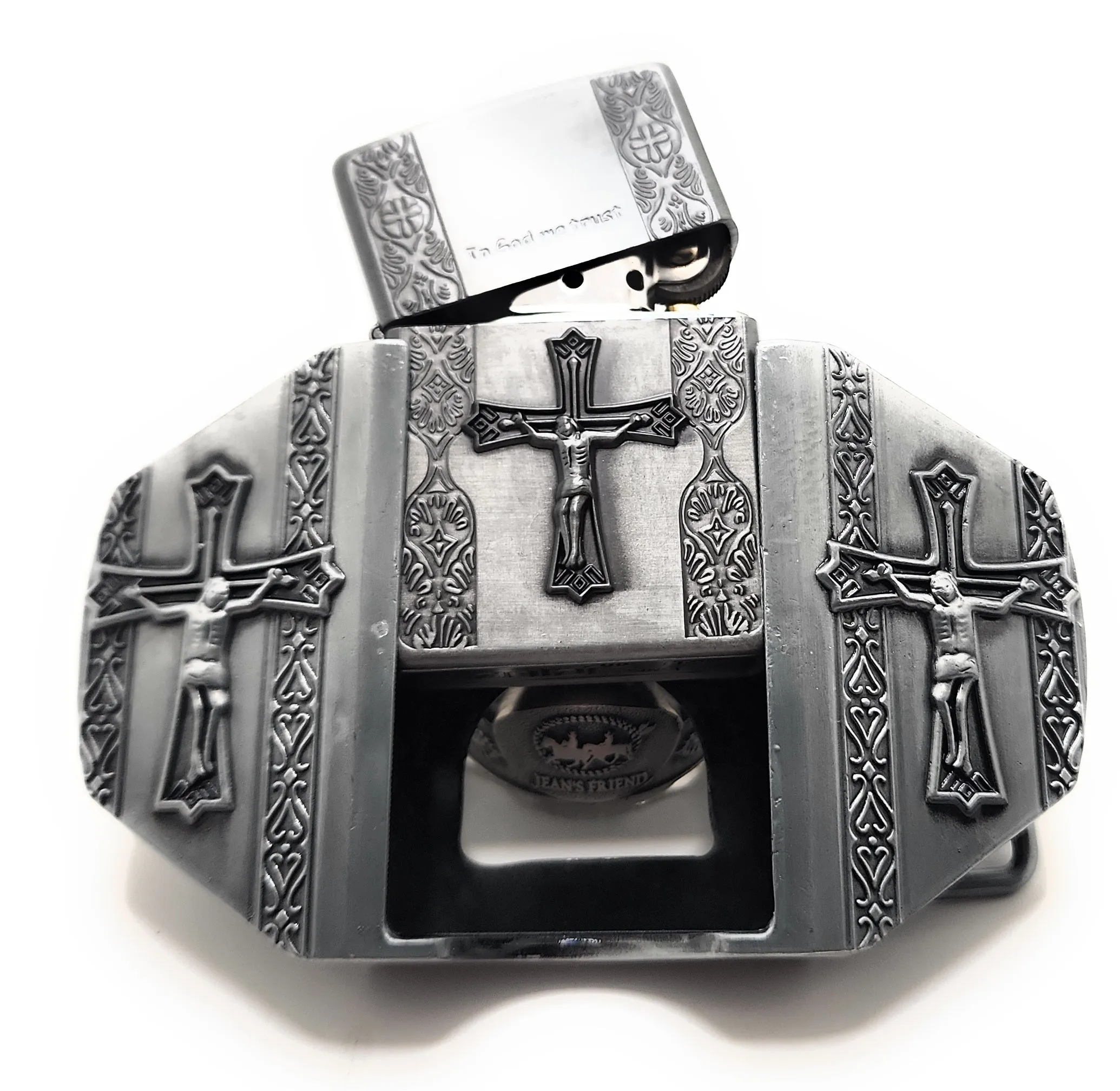 Cross Crucifix Lighter Belt Buckle