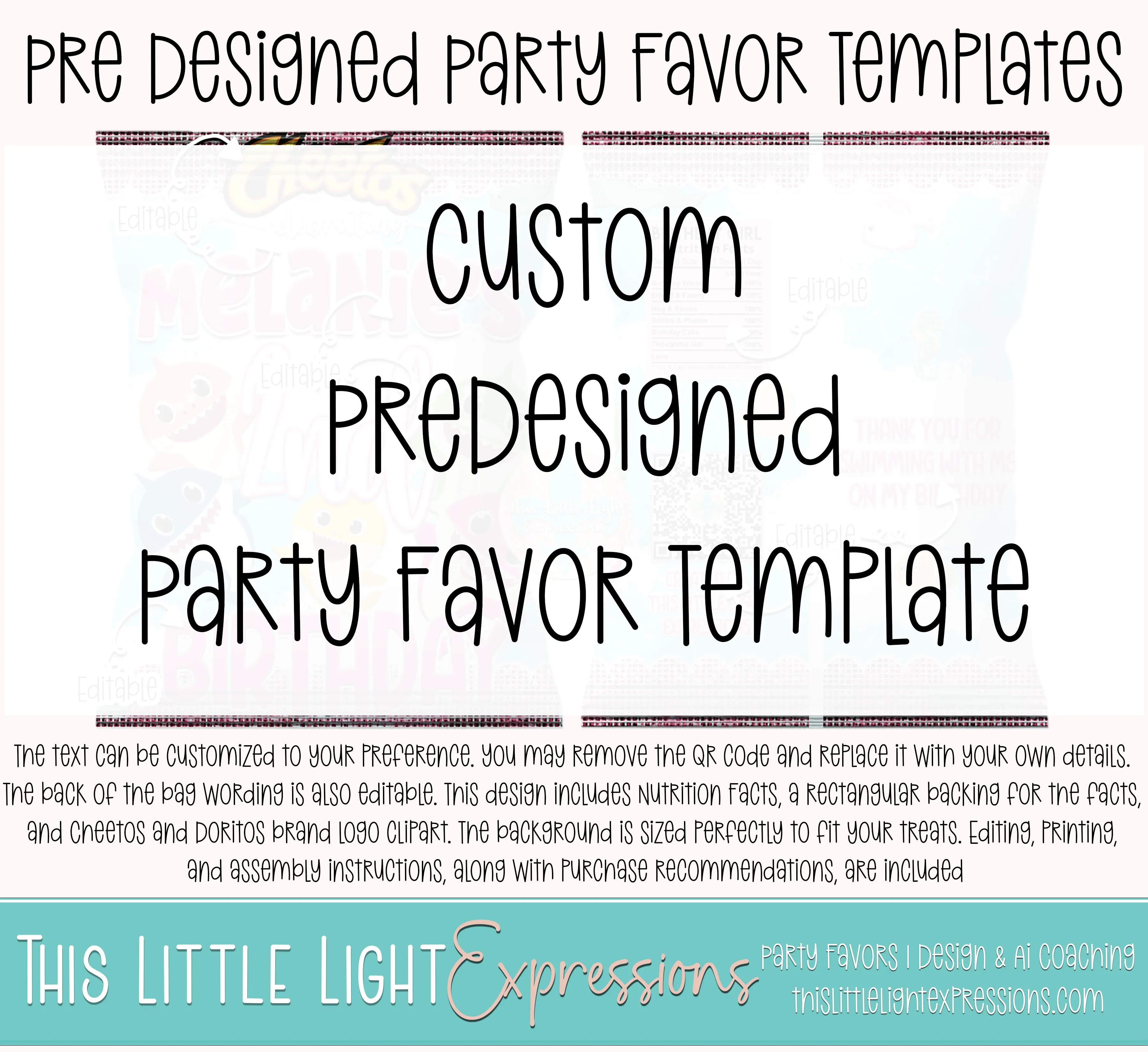 Custom Pre Designed Party Favor Templates | 5 Pre Designed Editable Templates | Digital Download | Party Favor Templates | FREE for CEO Subscribers