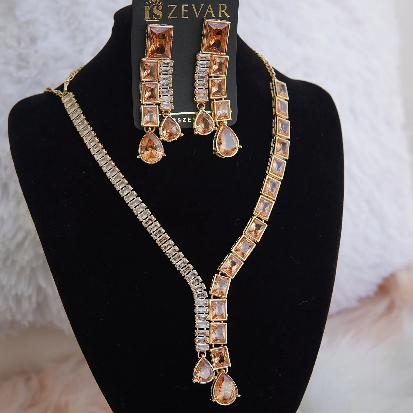 Cut Cubic Zirconia Designer Necklace