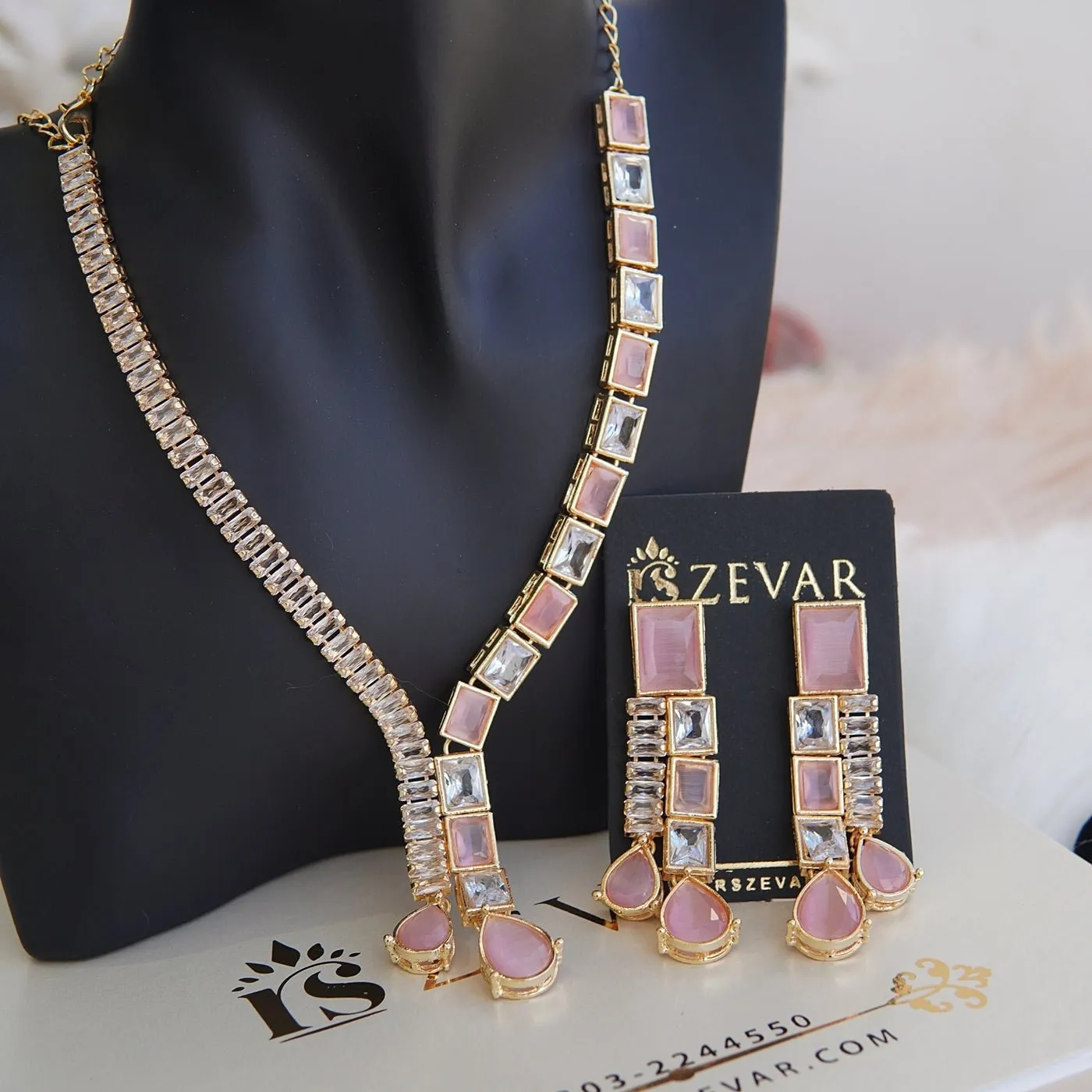Cut Cubic Zirconia Designer Necklace