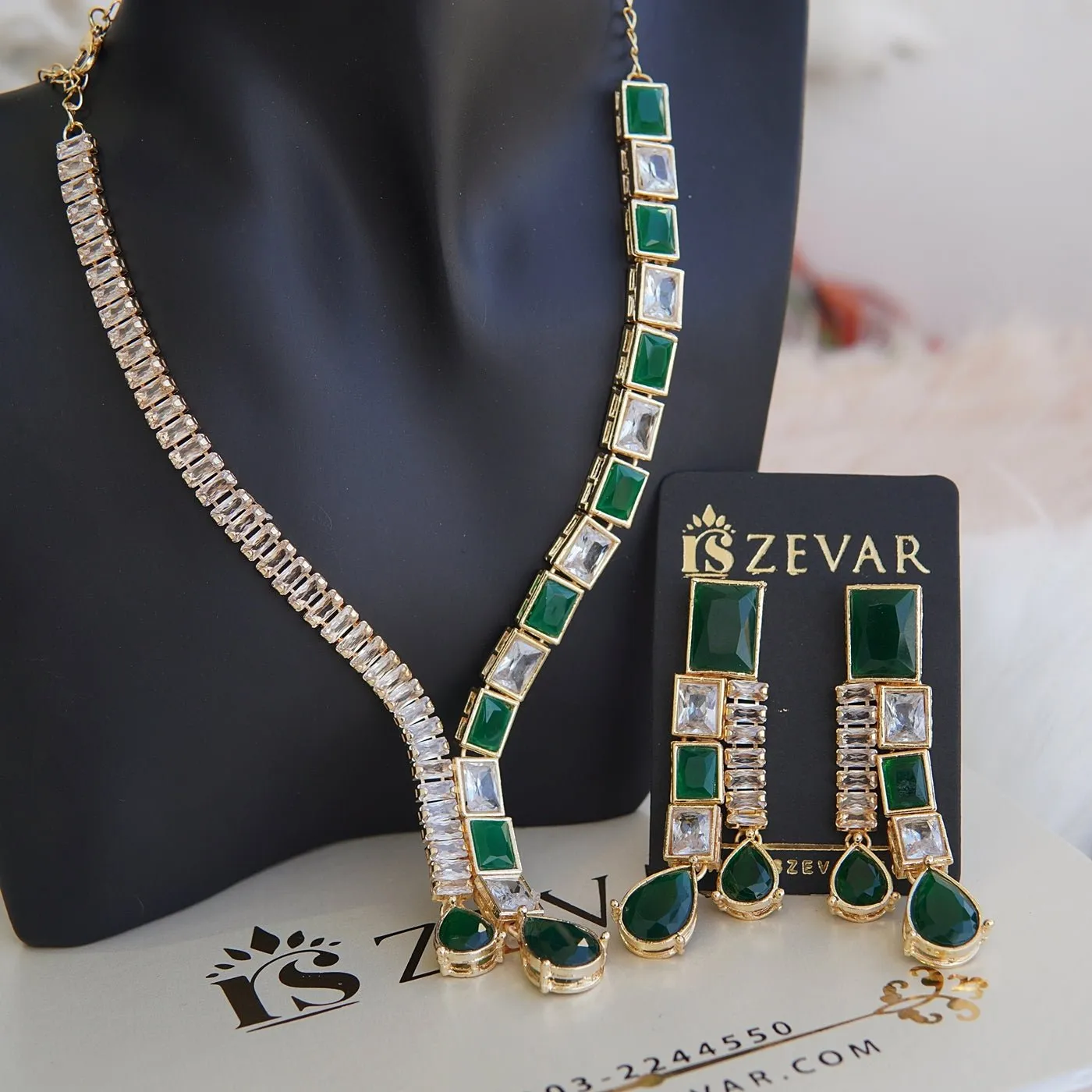 Cut Cubic Zirconia Designer Necklace