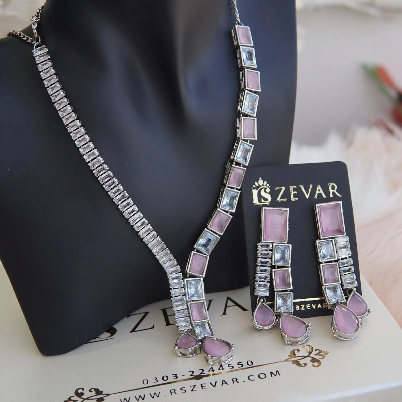 Cut Cubic Zirconia Designer Necklace