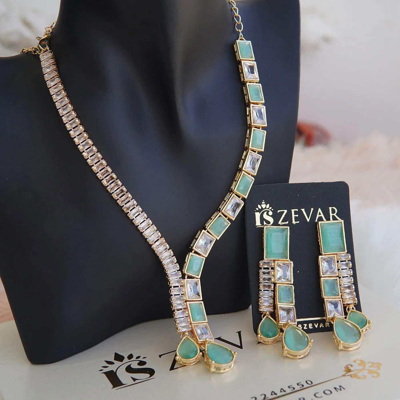 Cut Cubic Zirconia Designer Necklace