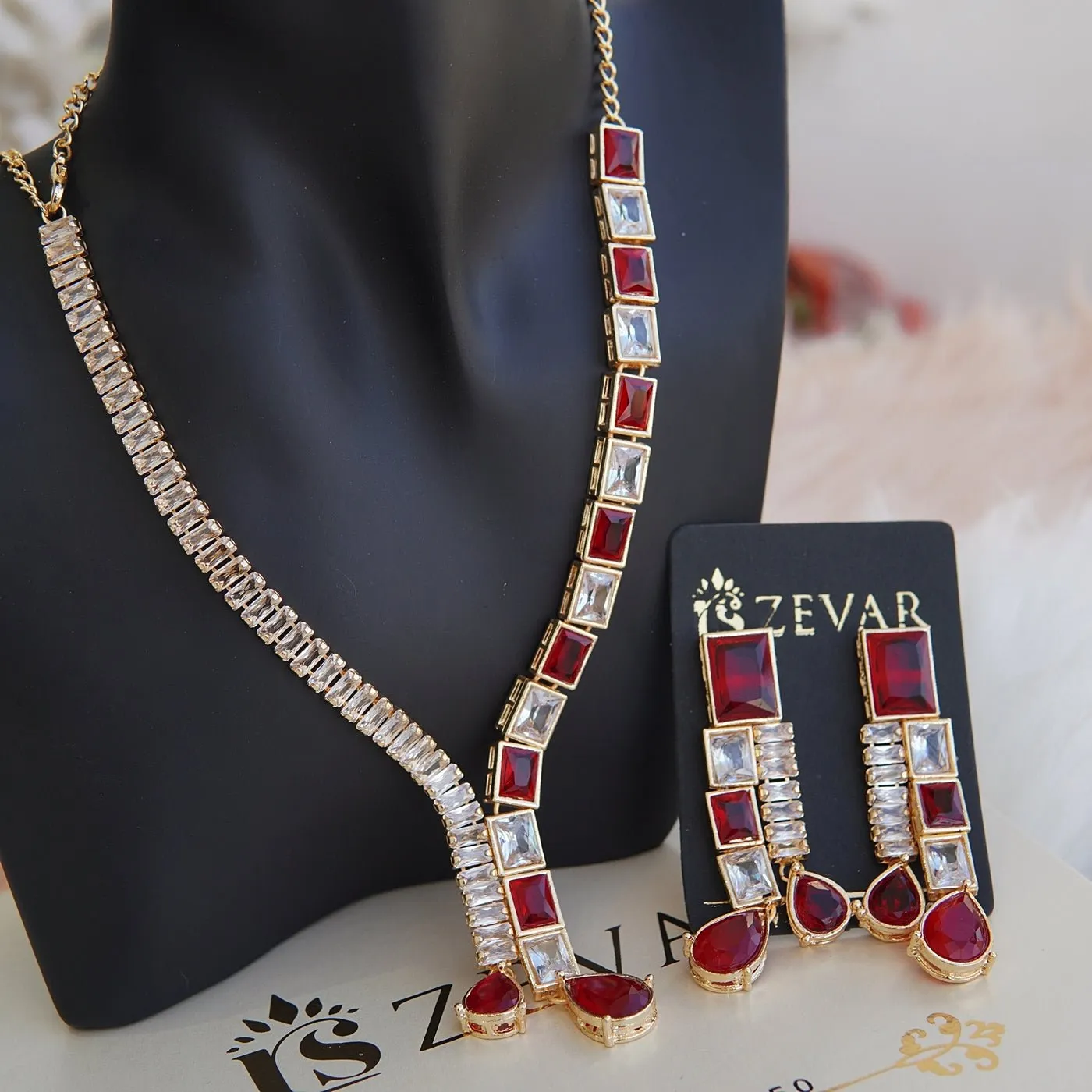 Cut Cubic Zirconia Designer Necklace
