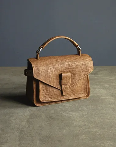 Cute Brown Mini Leather Womens Satchel Handbag Small Satchel Shoulder Bag Small Satchel Bag for Women