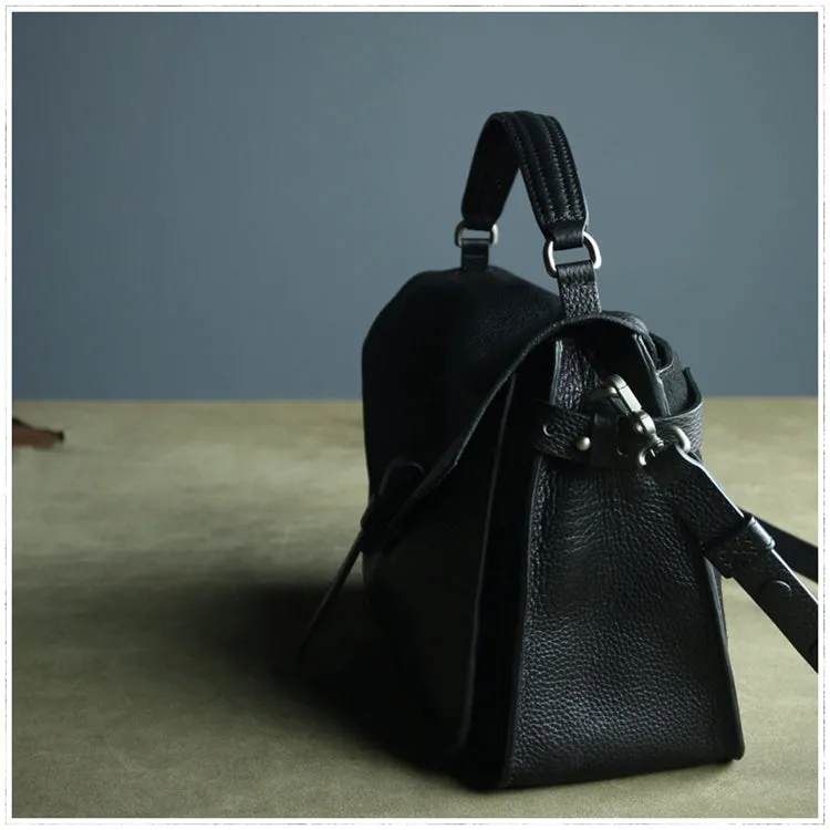 Cute Dark Gray Leather Womens Satchel Handbag Satchel Shoulder Bag Mini Satchel Bag for Women