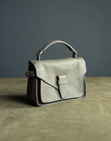 Cute Gray Mini Leather Womens Satchel Handbag Small Satchel Shoulder Bag Small Satchel Bag for Women
