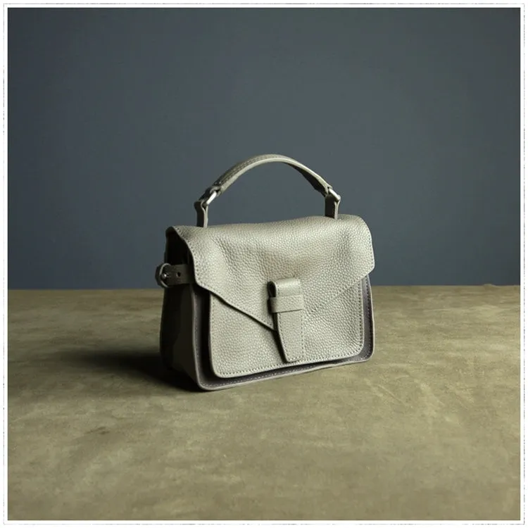 Cute Gray Mini Leather Womens Satchel Handbag Small Satchel Shoulder Bag Small Satchel Bag for Women