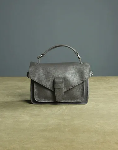 Cute Gray Mini Leather Womens Satchel Handbag Small Satchel Shoulder Bag Small Satchel Bag for Women