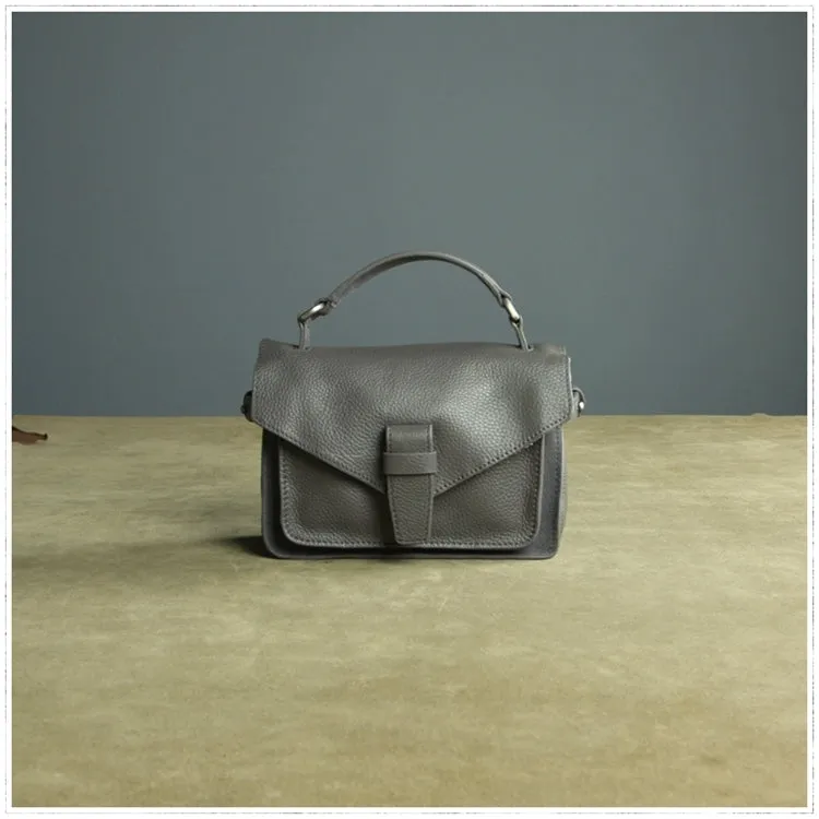 Cute Gray Mini Leather Womens Satchel Handbag Small Satchel Shoulder Bag Small Satchel Bag for Women