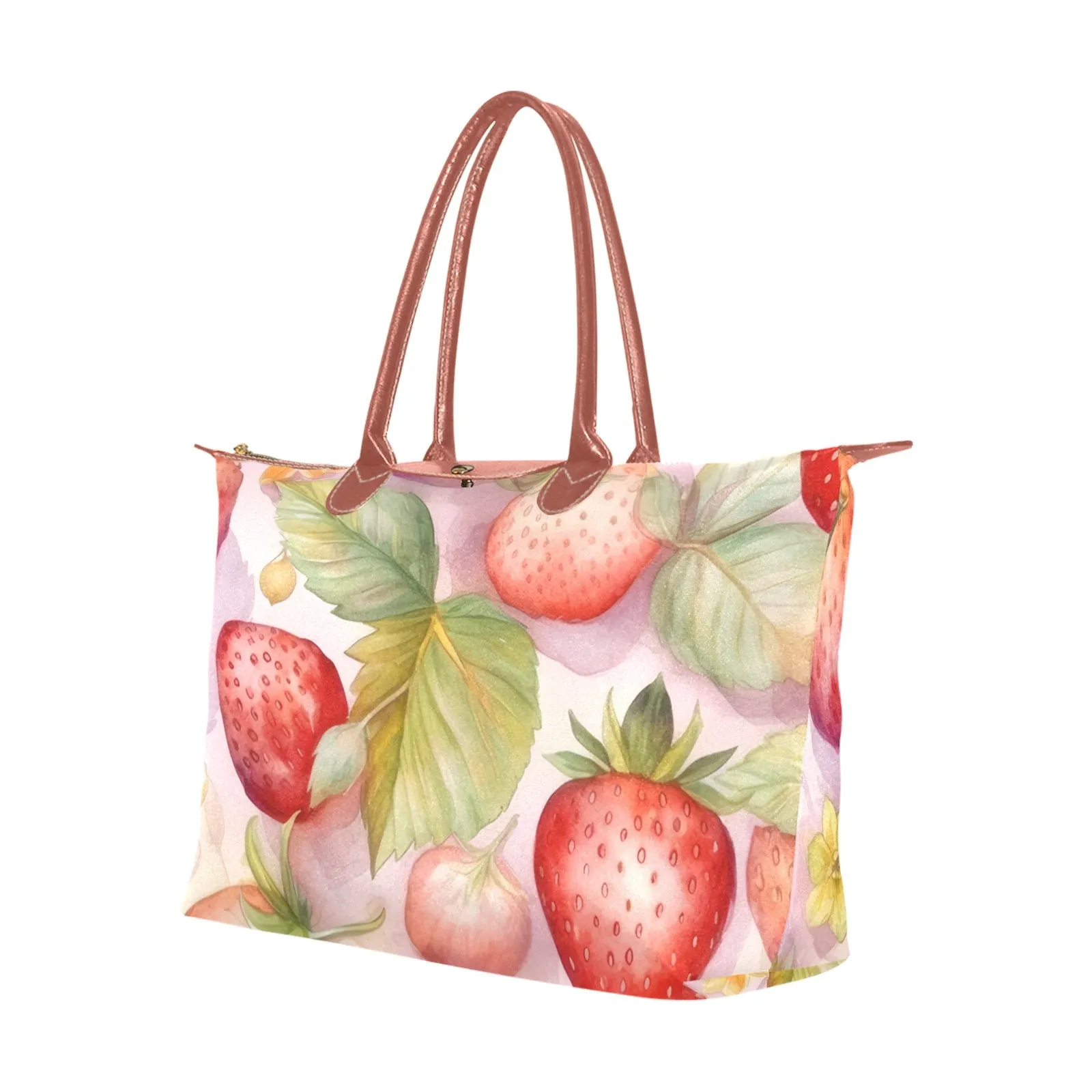 Cute Pink Strawberries Bag, Classic 15 Inch Handbag