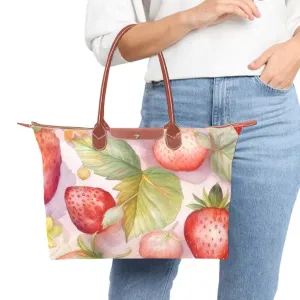 Cute Pink Strawberries Bag, Classic 15 Inch Handbag