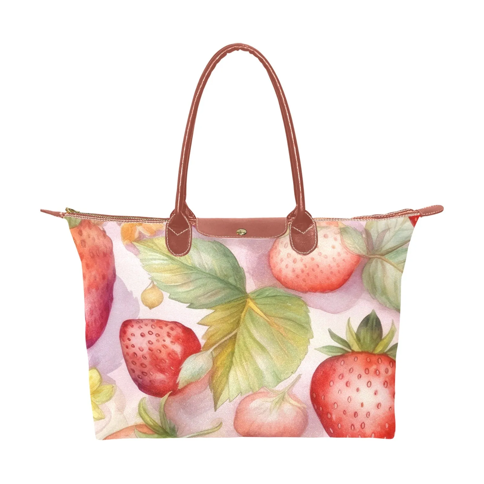 Cute Pink Strawberries Bag, Classic 15 Inch Handbag