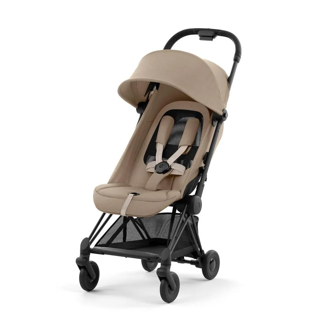 CYBEX Coya Ultra-compact Pushchair with Matt Black Frame - Cozy Beige