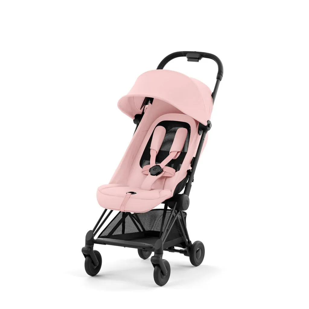 CYBEX COYA Ultra-compact Pushchair with Matt Black Frame - Peach Pink