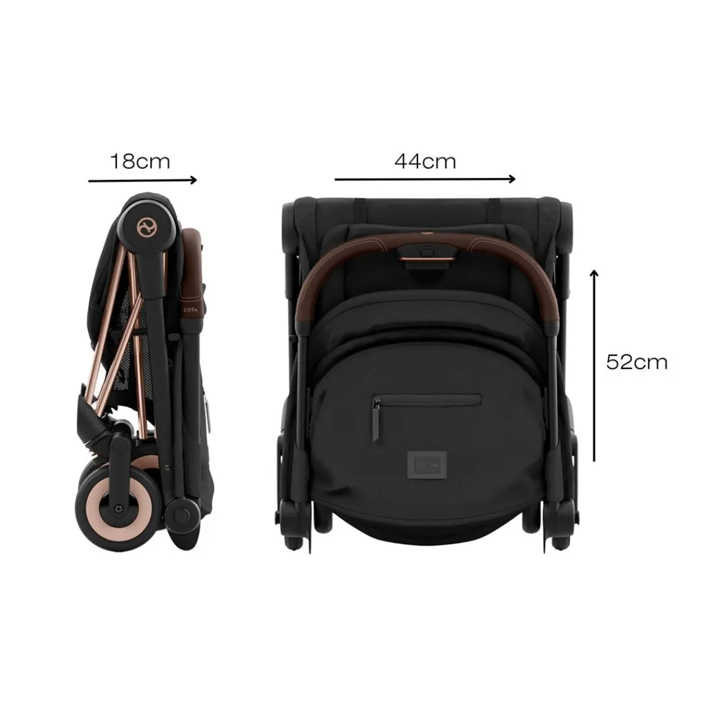 CYBEX COYA Ultra-compact Pushchair with Matt Black Frame - Peach Pink