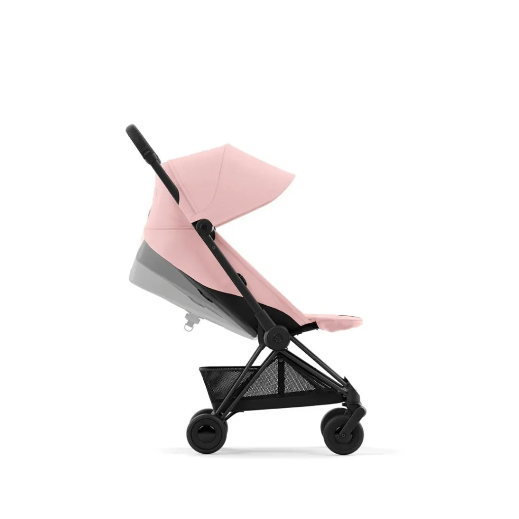 CYBEX COYA Ultra-compact Pushchair with Matt Black Frame - Peach Pink