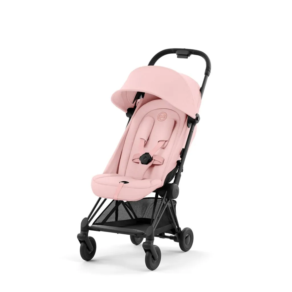 CYBEX COYA Ultra-compact Pushchair with Matt Black Frame - Peach Pink