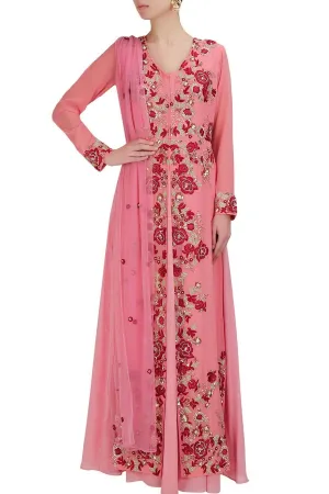 Dark Pink colour kurta with plazzo