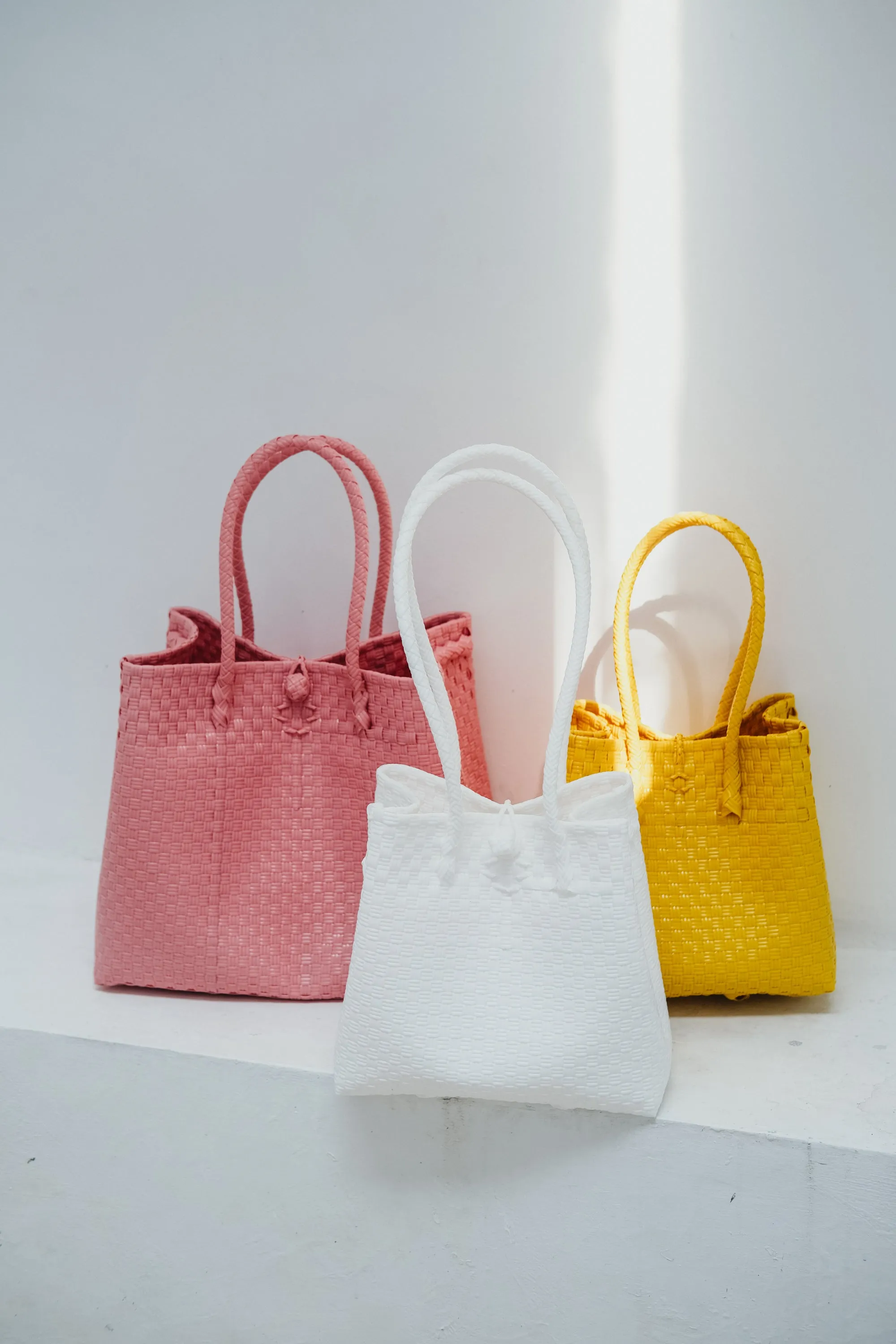 Darla Recycled Plastic Woven Tote - Coconut White
