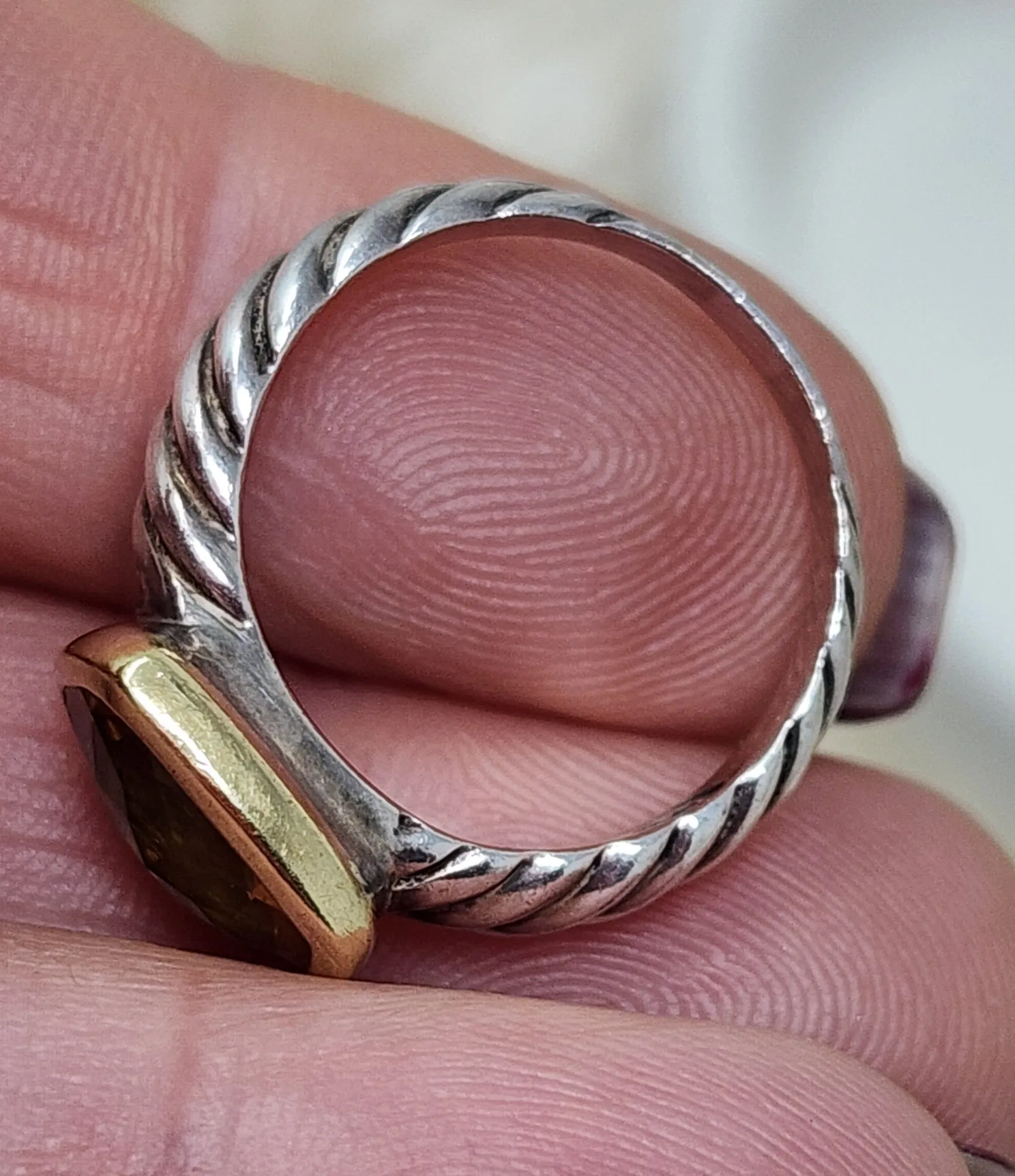 DAVID YURMAN NOBLESSE CITRINE RING- STERLING SILVER & YELLOW GOLD 14K