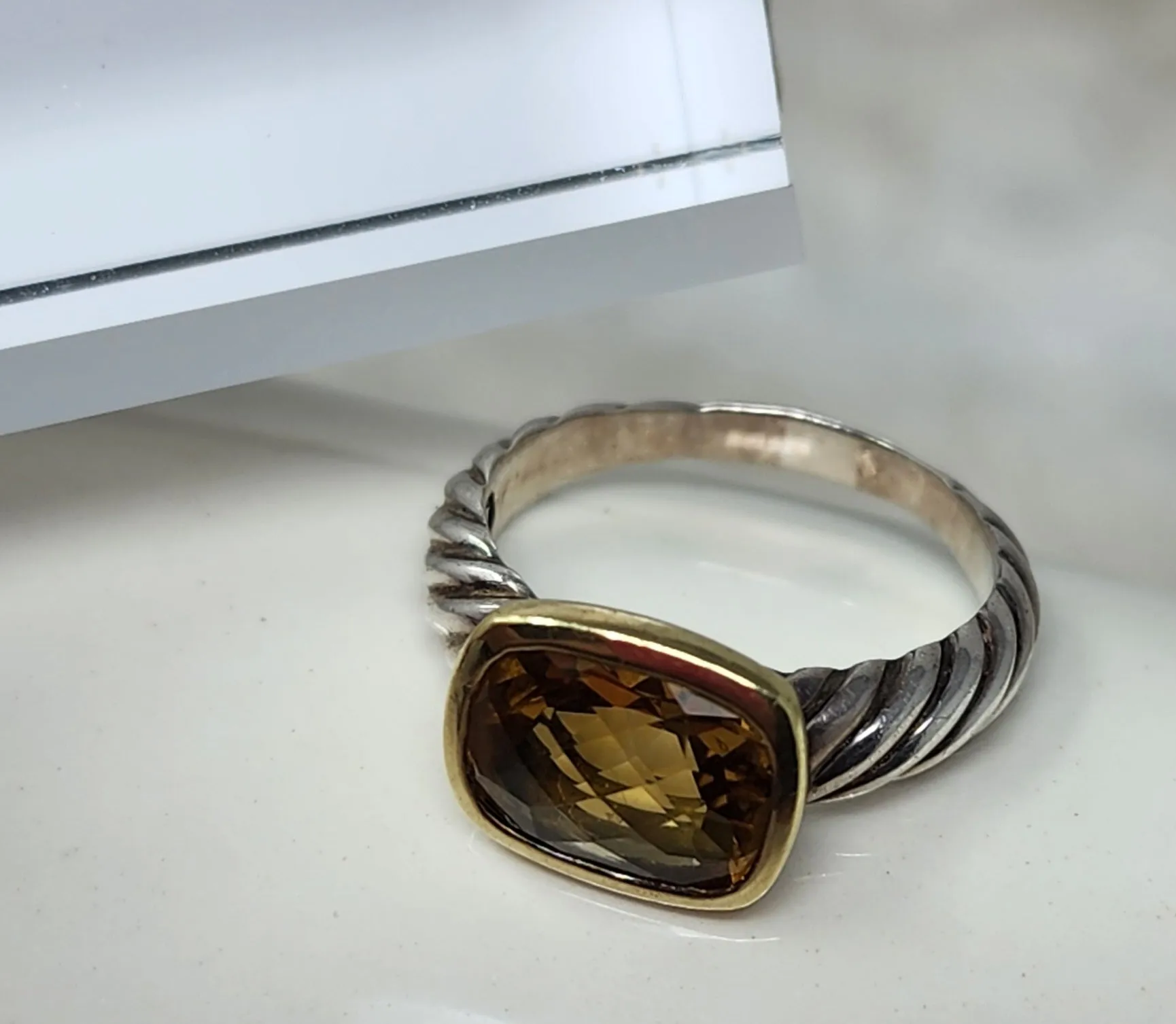 DAVID YURMAN NOBLESSE CITRINE RING- STERLING SILVER & YELLOW GOLD 14K