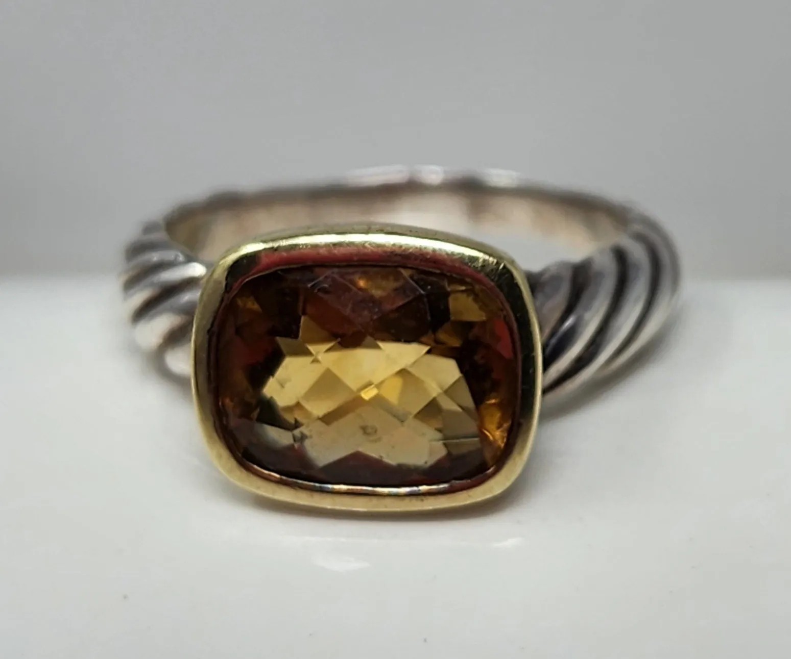 DAVID YURMAN NOBLESSE CITRINE RING- STERLING SILVER & YELLOW GOLD 14K
