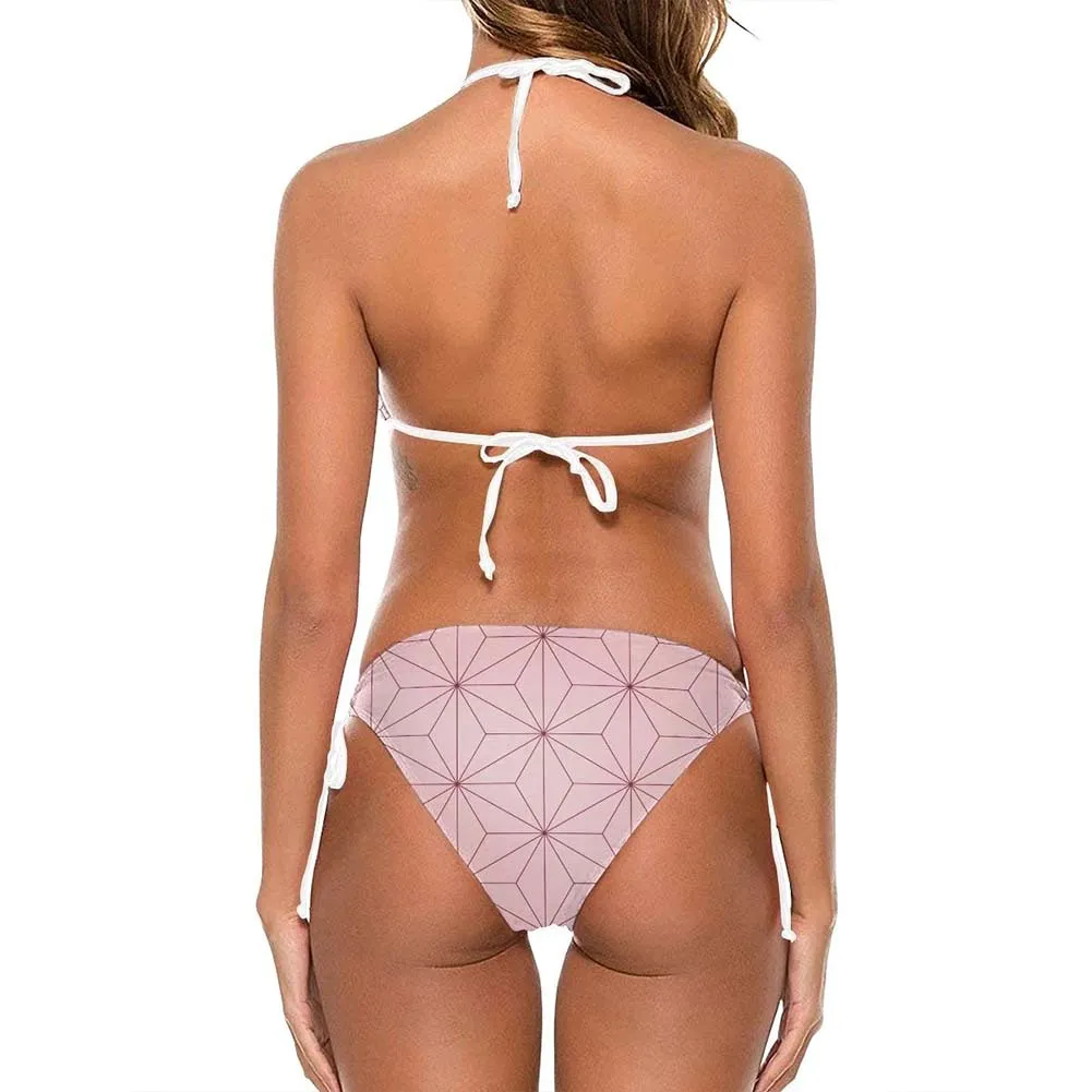 Demon Slayer Kamado Nezuko Bikni Swimsuit Two Pieces Set Cosplay Costume Outfits Halloween Carnival Suit